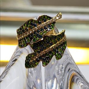 Marco Moore Multi Gems & Diamond Leaf Design Ring